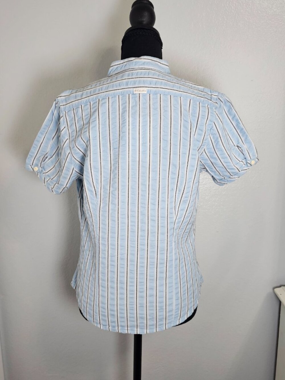 Columbia Sportswear Blue Black White Stripes Cotton Women's Top - Size Small NEW - Picture 3 of 7